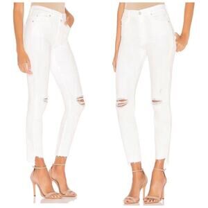 Mother The Stunner Ankle Fray Jeans White Size 25
